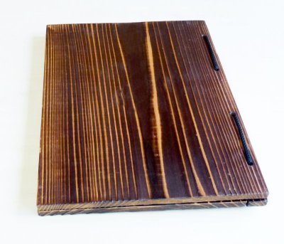 画像3: 【木製メニューブック】綴じ紐タイプ（A4,B5縦型）：焼杉仕様