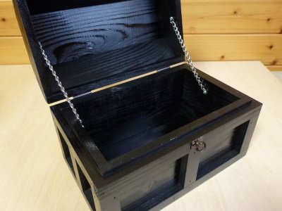 画像3: 【海賊宝箱】シンプル海賊箱（中）ブラック塗装　ロゴ、三方飾り金具なし