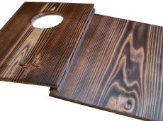 画像3: 【木製メニューブック】　綴じ紐窓穴タイプ（A4縦型）：焼杉仕様 (3)