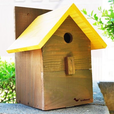 画像1: 【野鳥用巣箱：取り付け型】２色カラフルバードハウスA （前扉タイプ）（完成品）　お庭でバードウォッチング！