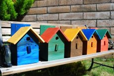 画像3: 【野鳥用巣箱：取り付け型】２色カラフルバードハウスA （前扉タイプ）（完成品）　お庭でバードウォッチング！ (3)