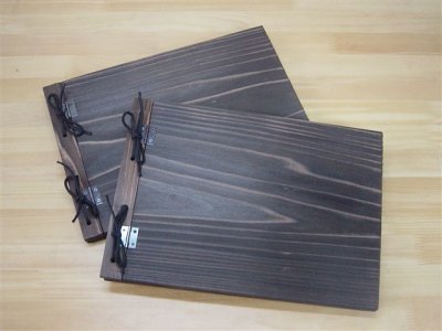 画像1: 【木製メニューブック】　綴じ紐タイプ（A4,B5横型）：焼杉仕様