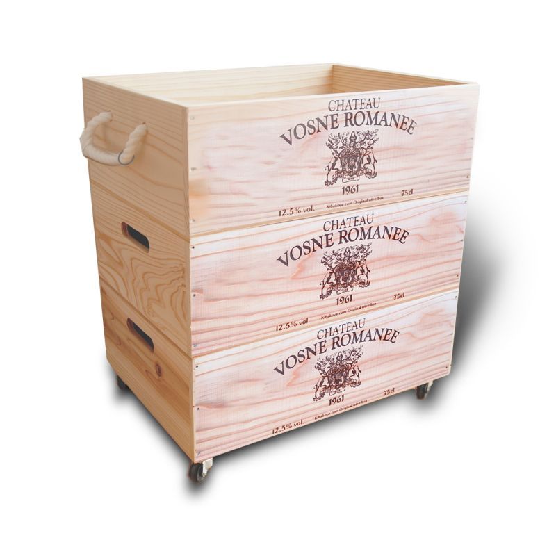 【ばら売り可】【ワインボックス】ワイン木箱（ボックス）3段セット キャスター付きキバコヤ（木箱屋）公式オンラインショップ